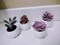 Mini Purple Fake Plants for Women Desk Faux Succulents in Pots Small Realistic Artificial Succulents for Home Office Decor
